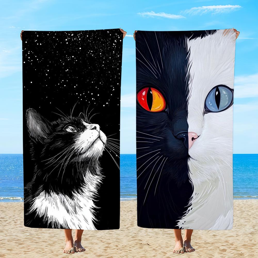 Towel Textile Bathrobe Beach Quick-Drying Lightweight Looks Cat Cool Portable Up Camping Swim Pool Travel