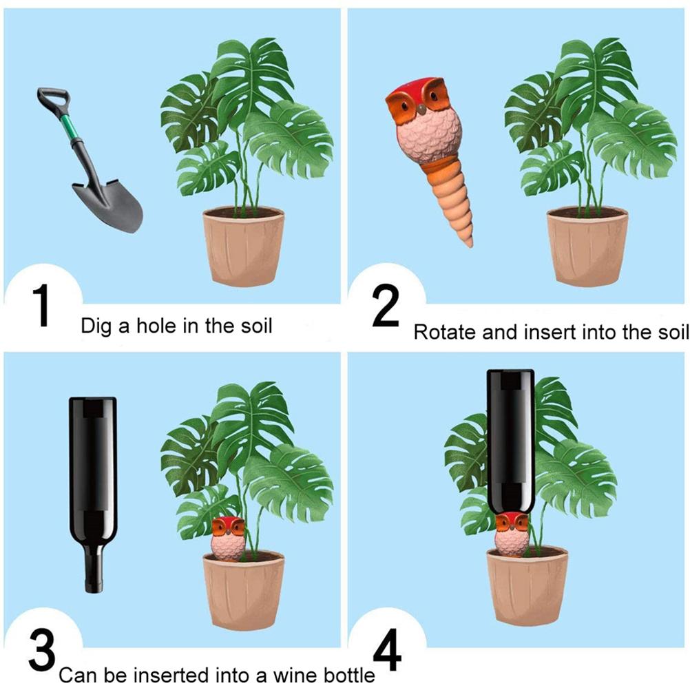 6 st Uggla Växtbevattning Automatisk Vattningspinnar Terrakotta Spiralanordningar för Inomhus och