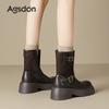 Augustine Platform Martin Boots Women's 2025 New Autumn Brown Thick Heel Retro Thin British Style Short Boots
