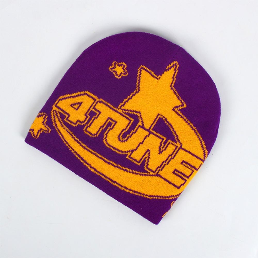 Elastic Beanies Cap Thickened Jacquard Hat Fashion Knitted Hat  Men Women