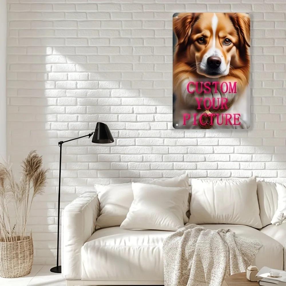 Personalized Custom Dog Lovers Vintage Metal Sign with Pet Photo, Waterproof Home Wall Hanging Decor, Gift for Dog Owners