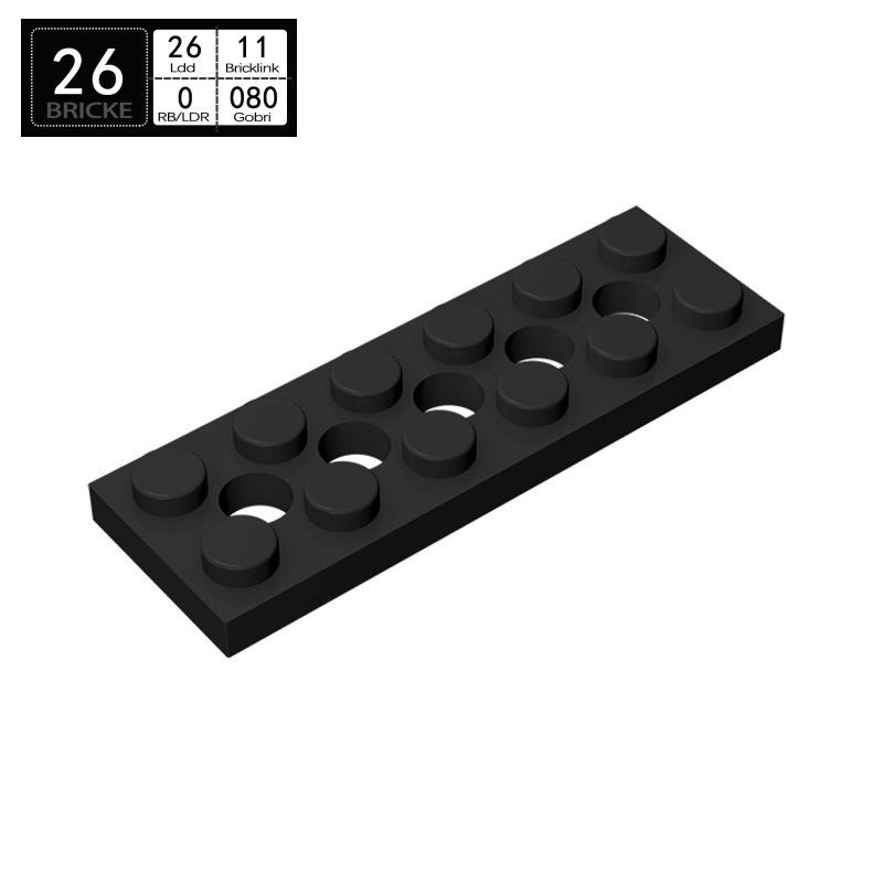 BRICKE 2x6 Brick with 5 Holes Plate – Compatible with LEGO 32001 Blocks, Educational Toy.