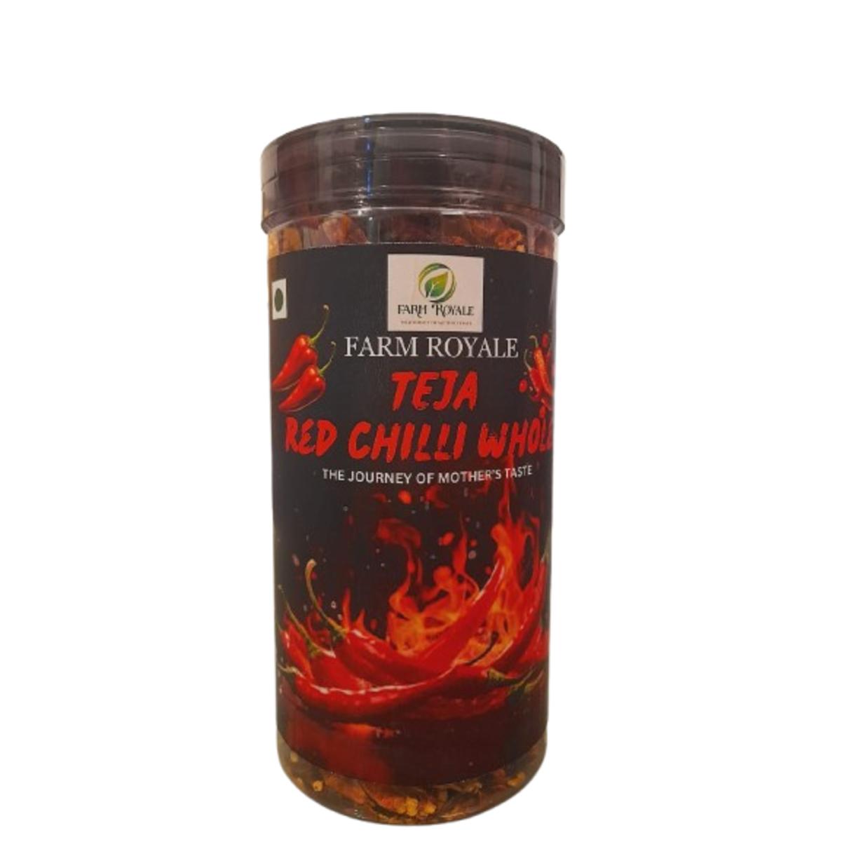 

Farm Royale Teja Red Chilli Whole 200g | Lal Mirch | Spicy & Aromatic | Natural & Farm Fresh