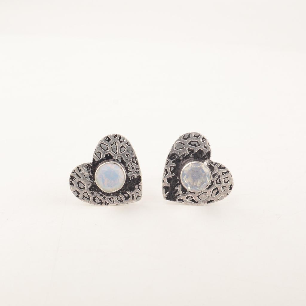 Milky Opal Gemstone 925 Sterling Silver Jewelry Handcrafted Stud Earrings 0.6" EE-143-13