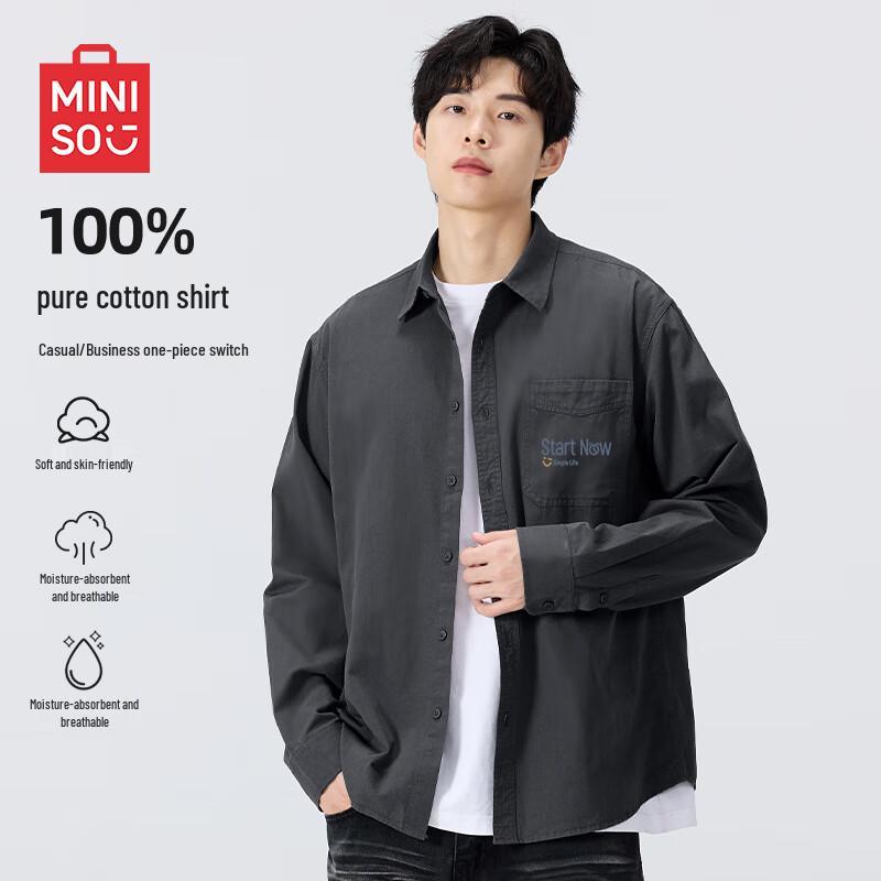 MINISO Men s Loose Casual Cotton Shirt Jacket XL