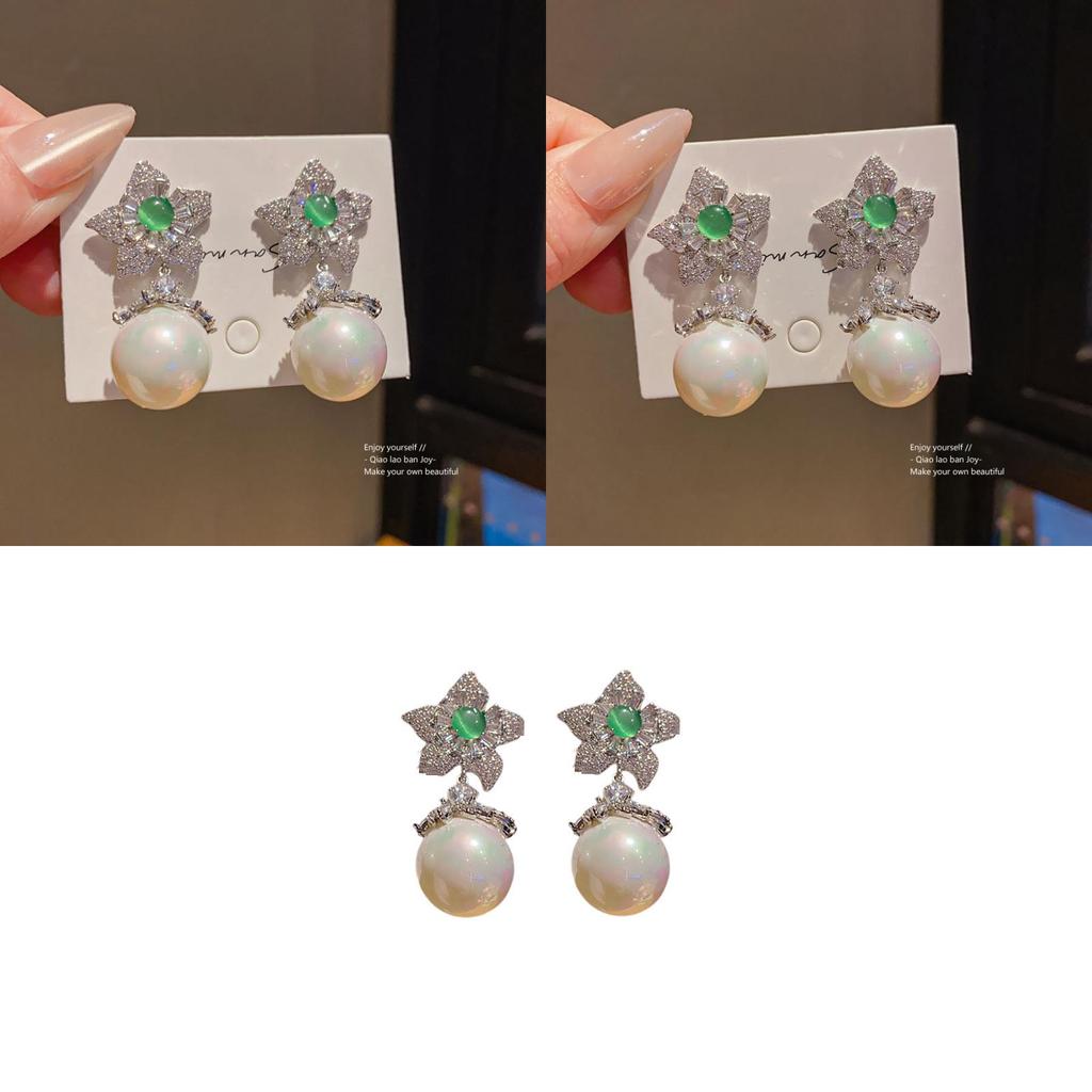 Sternförmige Zirkonia-Perlenohrringe für Damen Modeschmuck mit Stahlsteckern