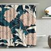High-Quality Fabric Shower Curtain with White Hibiscus Flowers Printed in Greenish Blue Perfect Decor for Your Bathroom