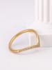 1 Piece Stainless Steel 18K Gold European and American Light Luxury V-shaped Ring Inlaid with Rhinestone Finger Ring