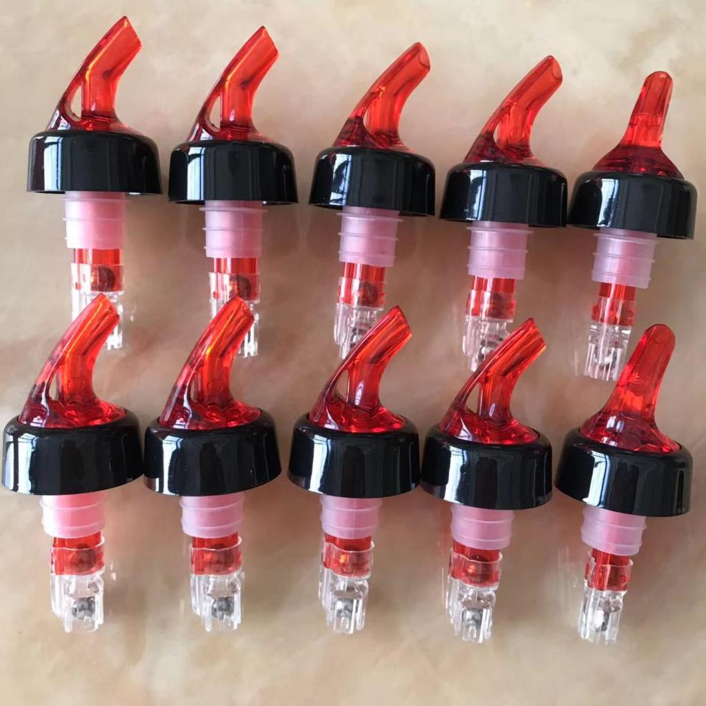 6pcs Bottle Pourers Spout Food Grade Plastic Liquid Dispenser Bottle Nozzle Barware For Wine Cocktail Red