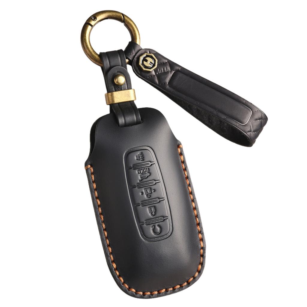 The Retro Key Cover Is Suitable for the New Nissan Xuanyi Teana Exploration Lu Qashqai Qijun Jinke Genuine Leather Keychain.