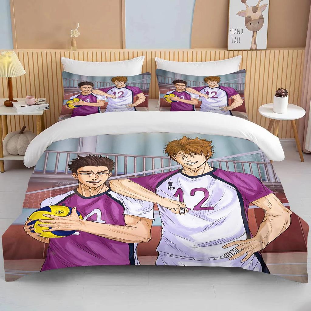 10 Sizes Haikyuu Bedding Sets Cartoon Quilt Bed Cover Anime Duvet Cover Pillow Case Sets Adult Children Bedding Sets