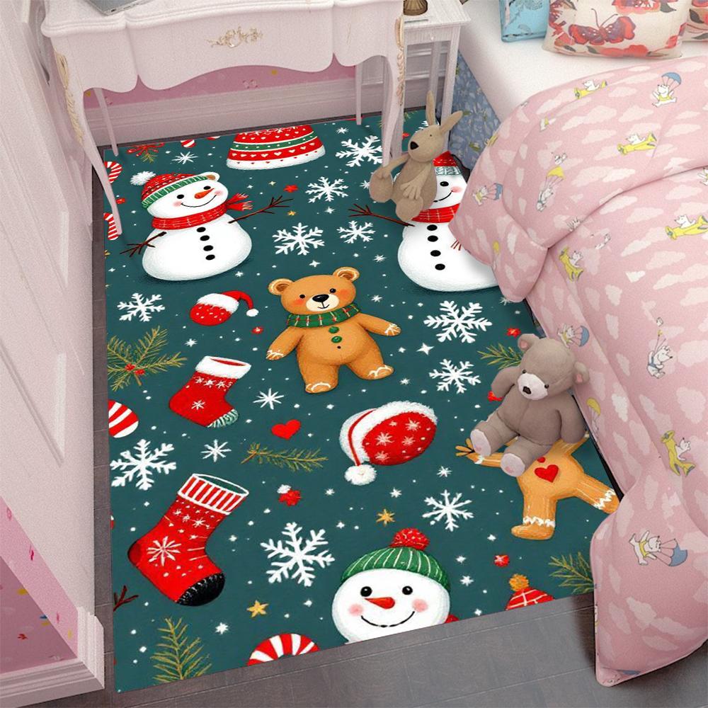 Kreativer Teppich im Weihnachtsstil Nachttischteppich im Schlafzimmer Geeignet für Schlafzimmer Wohnzimmer und Heimdekoration
