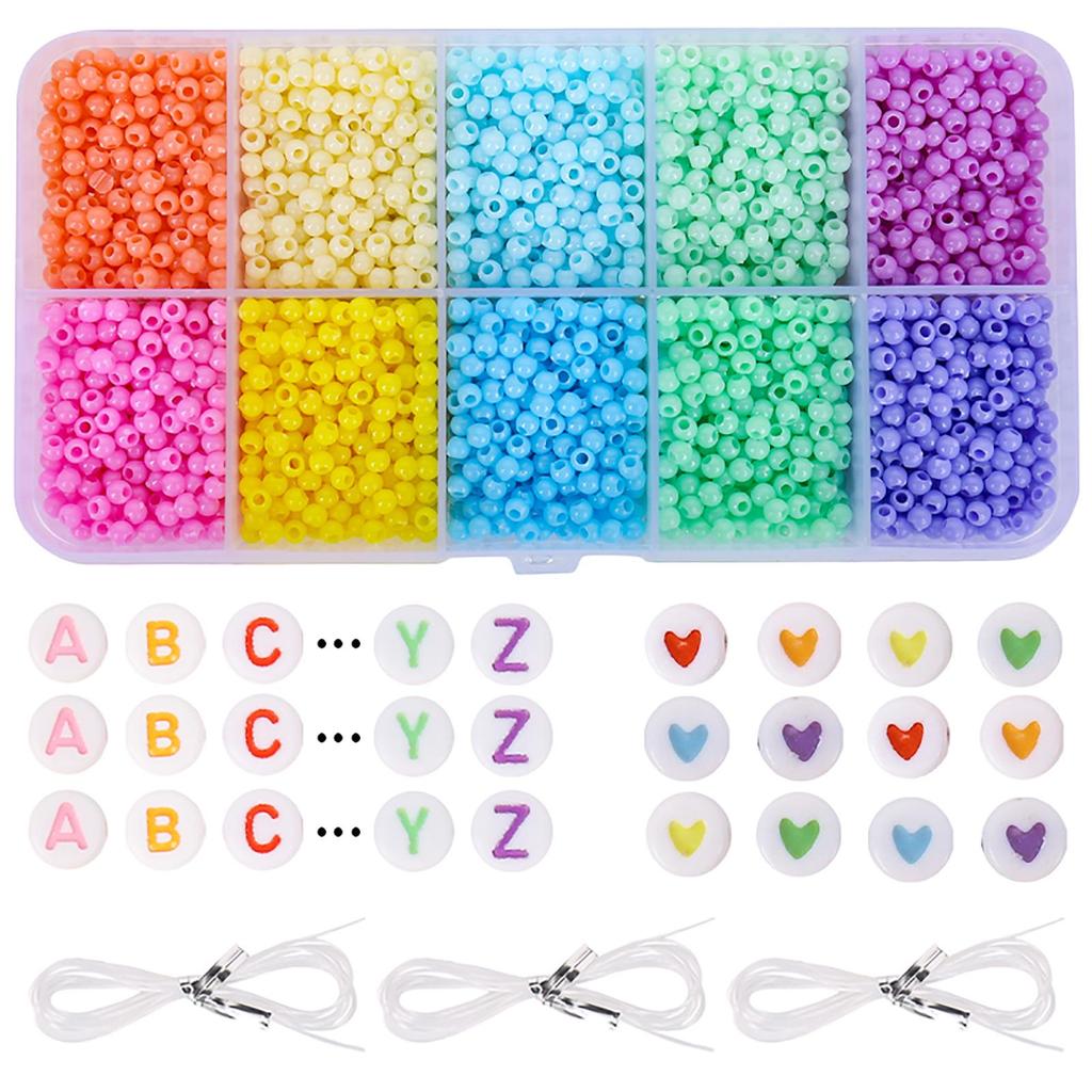 24-Grid DIY 3mm Cream Rice Beads Set for Cross Stitch & Jewelry Making