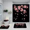 1/4pcs Luxury Plum BlossomWaterproof Shower Curtain Set Decorative Bathroom Set Non-Slip Carpet Toilet Cover Bath Mat And 12 Hooks