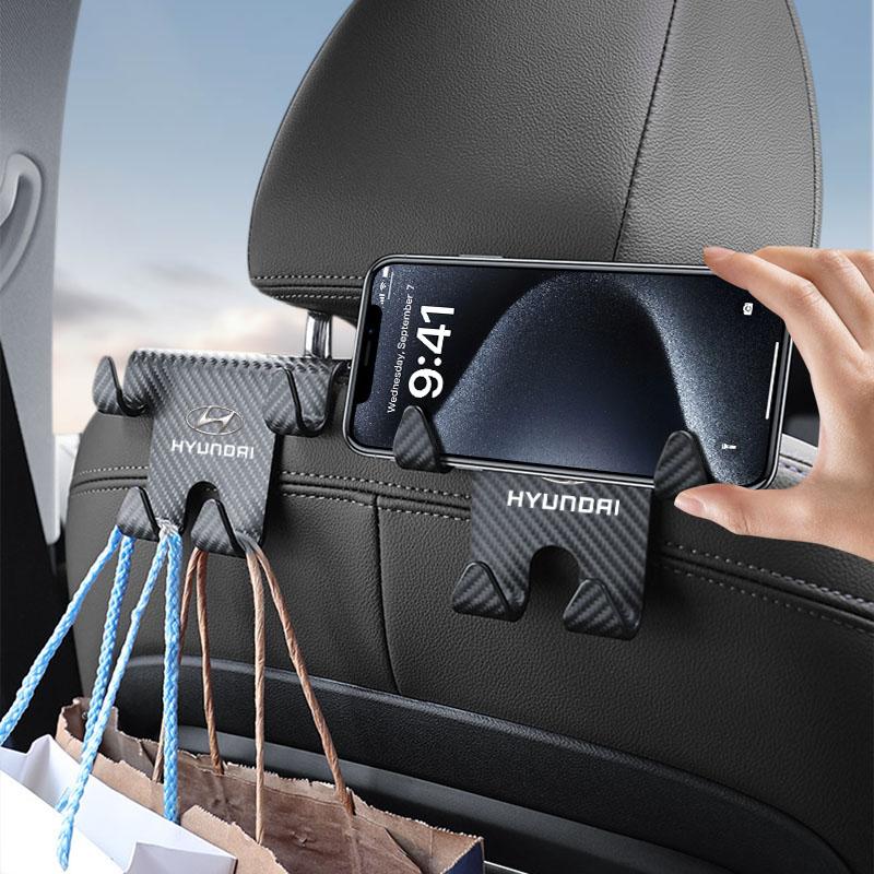 Car Seat Headrest Hook Universal Phone Holder Backseat Organizer For Hyundai I30 Accent Creta Kona IX35 I40 Getz Sonata Elantra Veloster