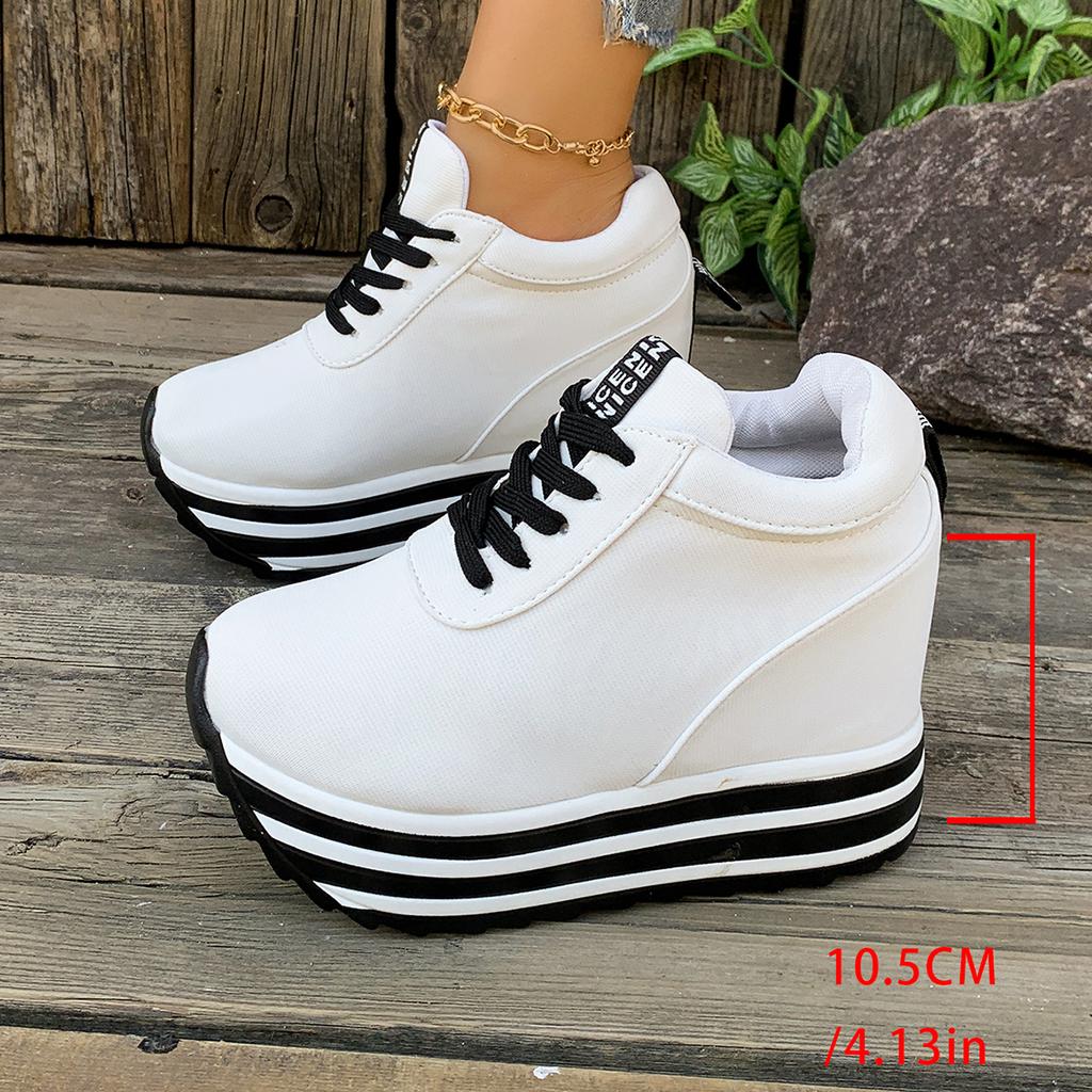 Luxury Women'S Shoes Super-High Heel Wedges Round Toe Platform Casual Sneakers Black Heels Elegant Woman New Collection On Offer