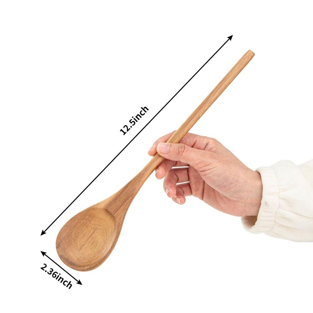 Versatile 12.5 Inch Wooden Spoons Nonstick Long Handle Mixing Spoons Eco-Friendly Scratch-Proof Baking Tools Mixing
