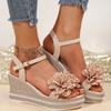 Fashion Vintage Flowers Wedge Heel Sandals Women Summer Beach Non Slip Platform Sandals Woman Ankle Srtrap Thick Bottom Sandalias Mujer