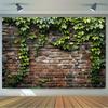 Simulated Rural Ivy Old Brick Wall Background Fabric - Ultra-realistic Fabric for Parties and Photography