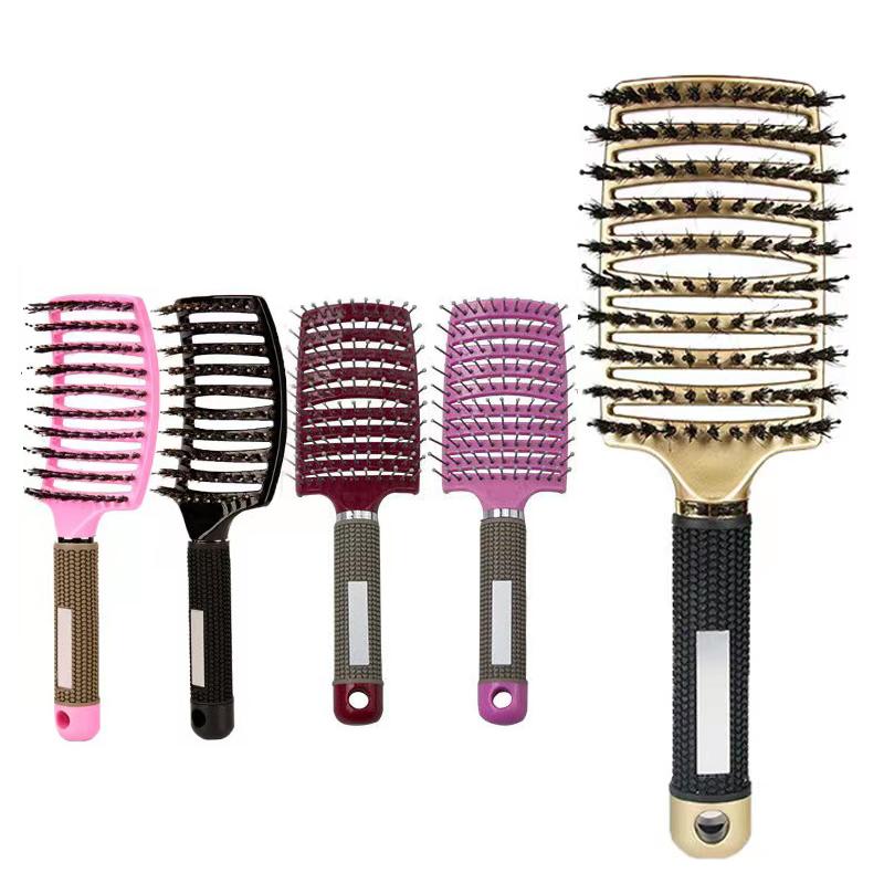 Nylon Boar Bristle Brush Teeth Top Selling Vent Hair Brush Rubber Handle Detangling Hair Comb Oval Scalp Massage Brush for Women