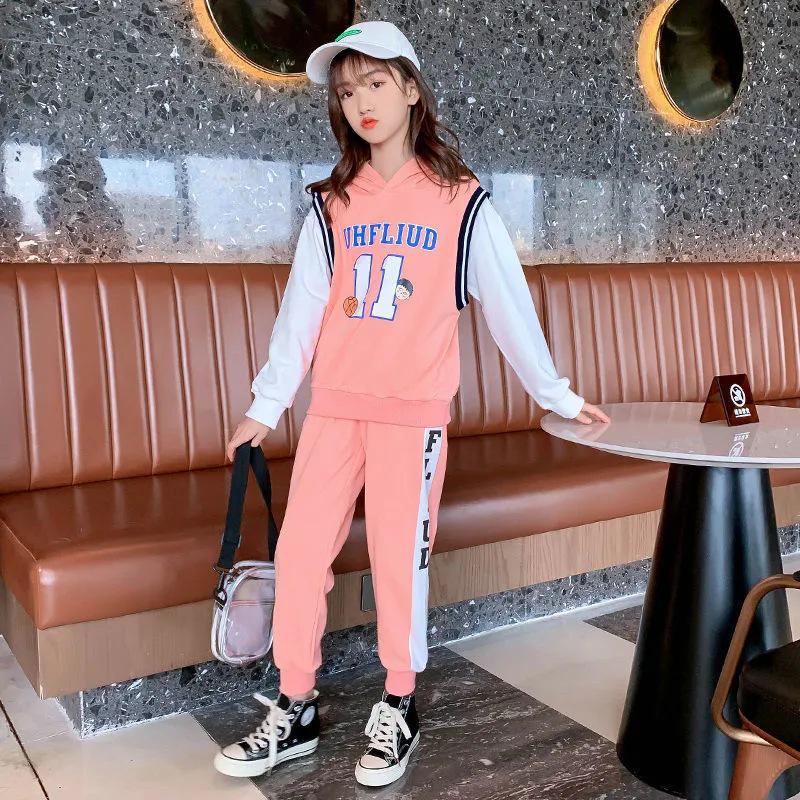 

Спортивный костюм для девочек для баскетбола - Весенне-осенний двухпредметный в западном стиле для детей 150 cm розовый