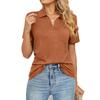 2026 Spring/Summer New Women's Fashion Solid Color Short Sleeve Turn-down Collar Pocket Loose T-shirt Top for Women
