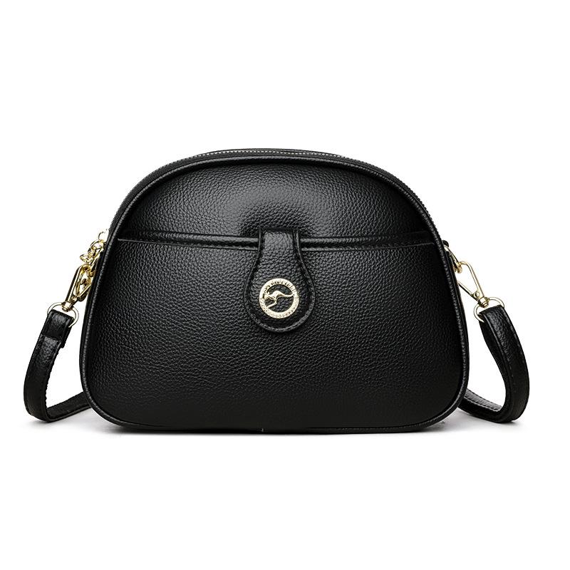 Women's Crossbody Bag Soft Leather Small Square Bag Multi-Compartment Shoulder Bag