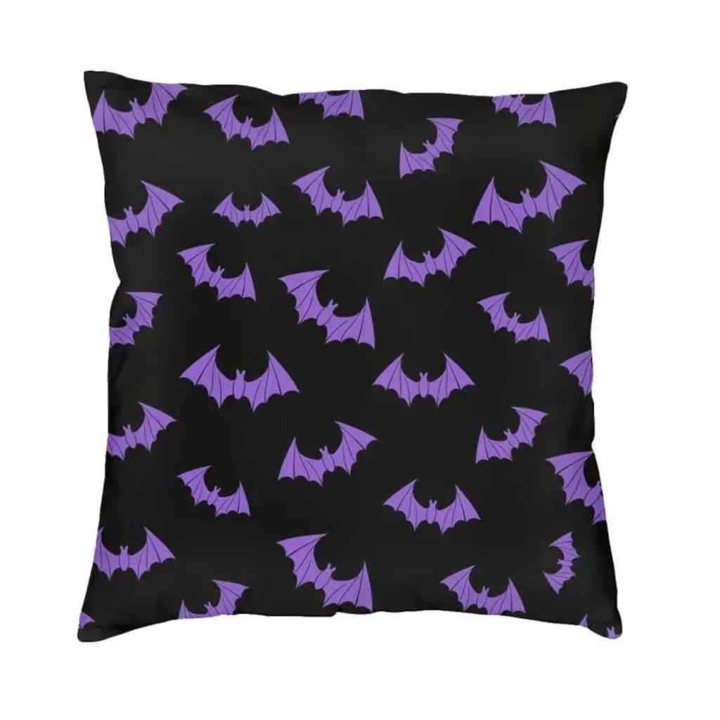 Pastel Goth Pink Black Bats Nordic Throw Pillow Cover Home Decorative Halloween Witch Chair Cushion 45x45cm Pillowcases