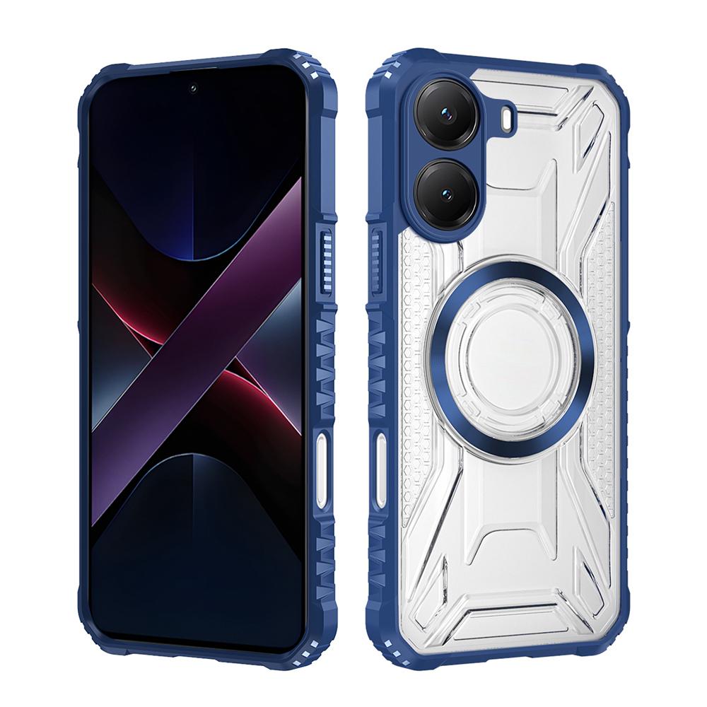 KEYSION Transparent Magnetic Case for OPPO A6x 4G 5G Soft Silicone+PC Heavy Duty Shockproof Phone Back Cover for OPPO A6t 4G 5G