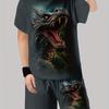 Boys' Set of Fashionable 3D Printed Casual Pullover, Short Sleeved Shorts, T Sports Shirt, Boys' Outdoor T-shirt Shorts Set
