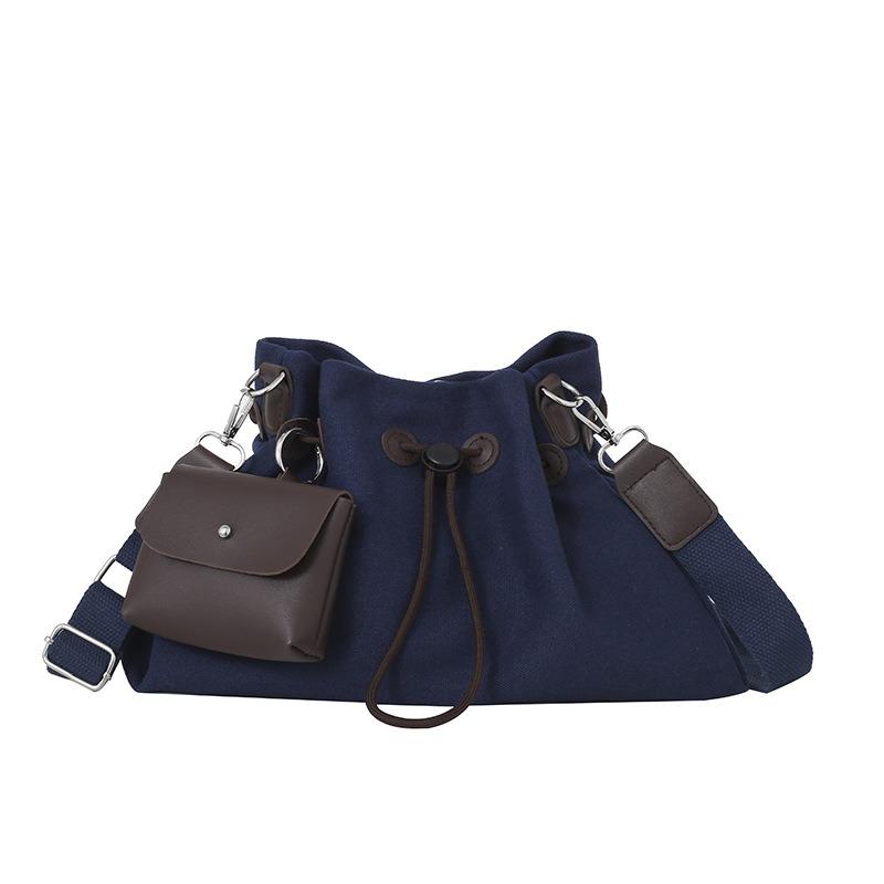 Retro drawstring shoulder bucket bag women's summer casual versatile large-capacity messenger bag tide