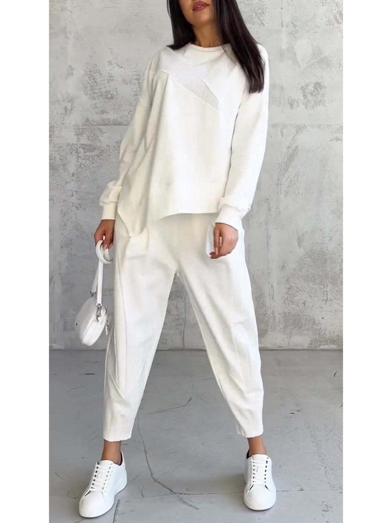 2024 Women's Casual Loose Long Sleeve Sweatshirt and Harem Pants Set for Autumn and Winter