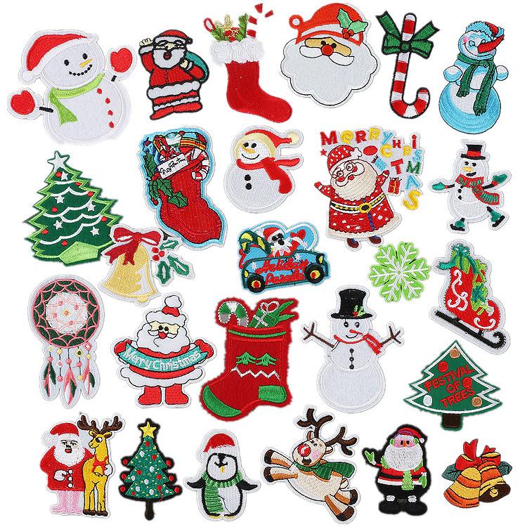 New Christmas Series Combination Embroidery Cloth Sticker Santa Crystal Ball Embroidery Cloth Sticker Voltage Ironing