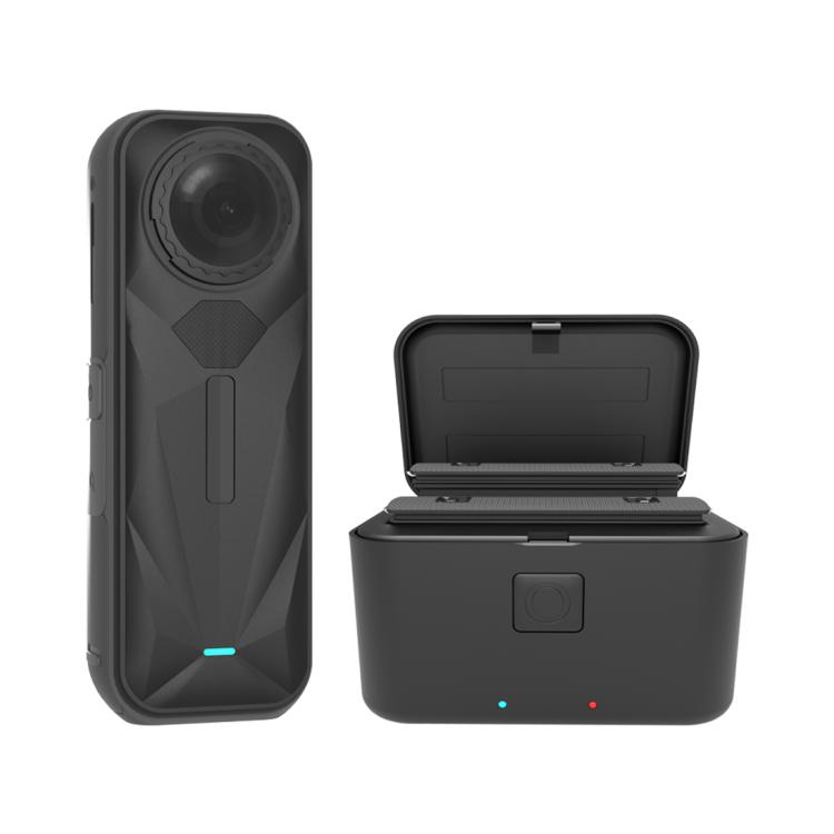 For Insta360 X5 PULUZ Dual-Batteries Charging Box Battery & Memory Card Storage Case (Black)