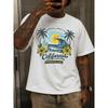 European Sizes Men'S  Graphic T-Shirt - Heavyweight Short Sleeve Round Neck Casual Tee with Surf & Palm Tree Print,Surfboard & California Lettering
