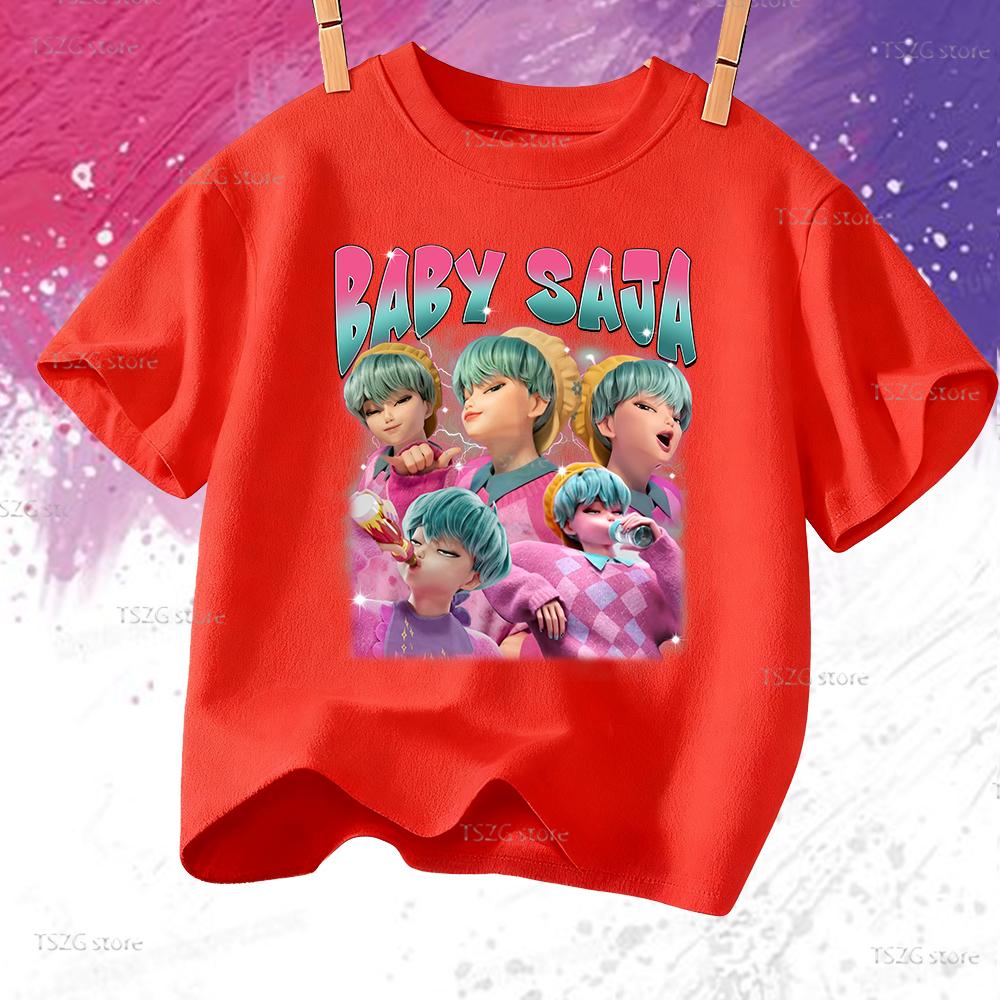 Sommer Anime KPop Dämonenjäger Saja Boys Print Kinder T-Shirt Tops Mode Kinderkleidung Kurzarm Fans Geschenk T-Shirt