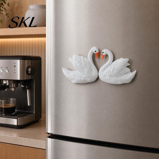 Swan Couple Decor Shape Refrigerator Magnet, 3D Resin Fridge Decorative Magnet for Whiteboard Locker Door Magnets