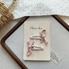 2pcs/set Korean Cottagecore Bow Hair Clips Pearl with Bow Design BB Snap Clips Headwear Side Part Bangs Hairpins for Girls