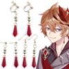 Game Genshin Impact Earring Tartaglia Hu Tao Venti Kaeya Alberich Aether Qiqi Keqing Cosplay Clip Earrings Foe Fans Jewelry Gift