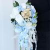KX4B Delicate IceBlue Rose Display Artificial Flower Decorations for Special