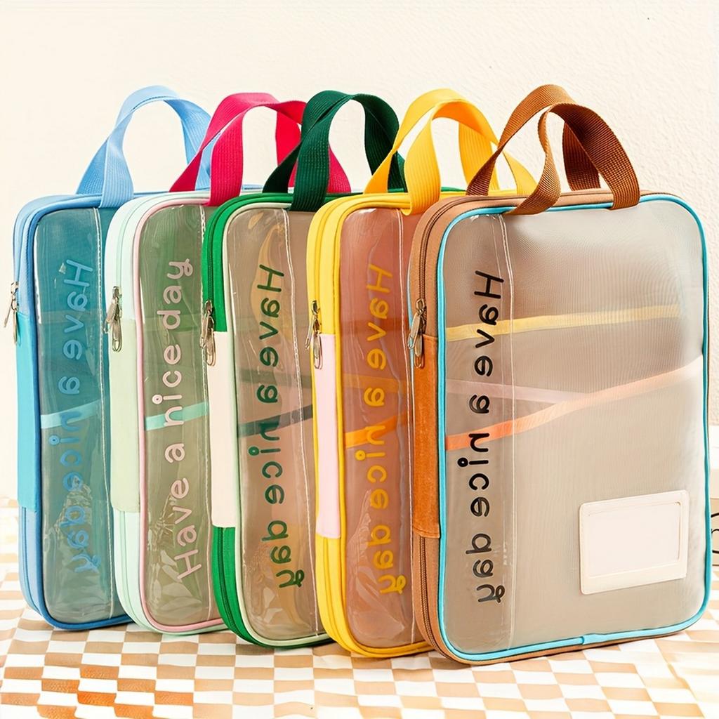 4-Layer Large Capacity Mesh Storage Bag Tote Organizer for Books and Supplies