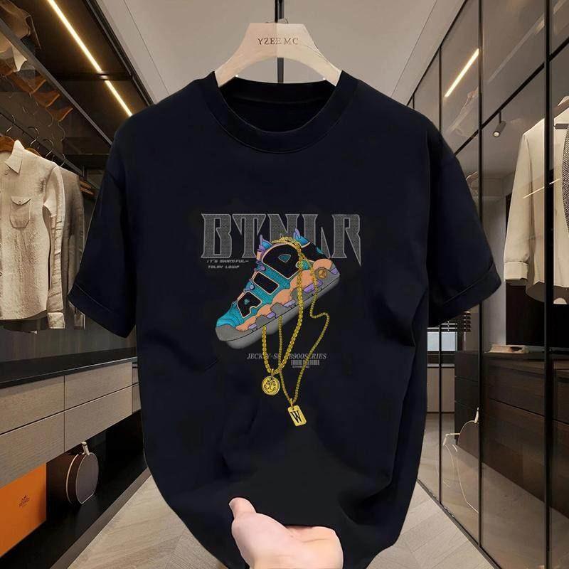 2026 Американская обувь Принт Пиппена Тяжелая футболка с коротким рукавом Мужская и женская Круглый вырез Летний Хлопок S