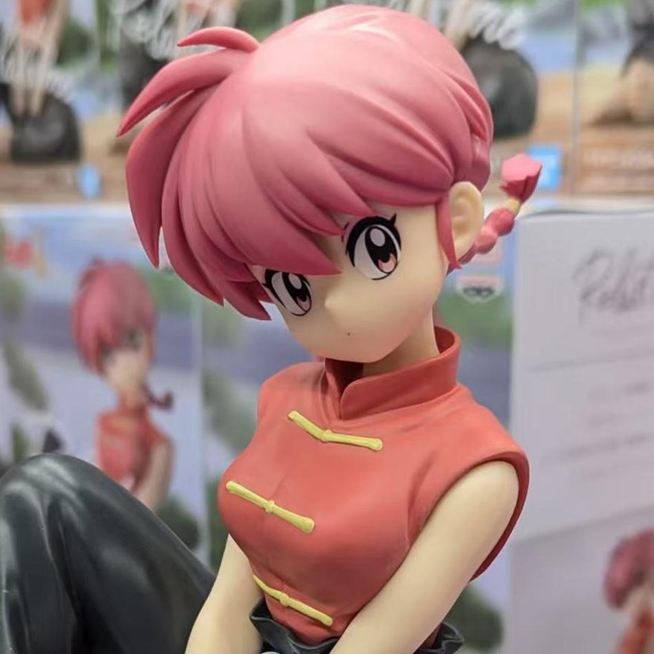 Bandai Official Ranma 1/2 Akane Tendo Anime Figure, Relaxing Sitting Pose PVC Collectible Model, Desktop Decor Gift for Fans