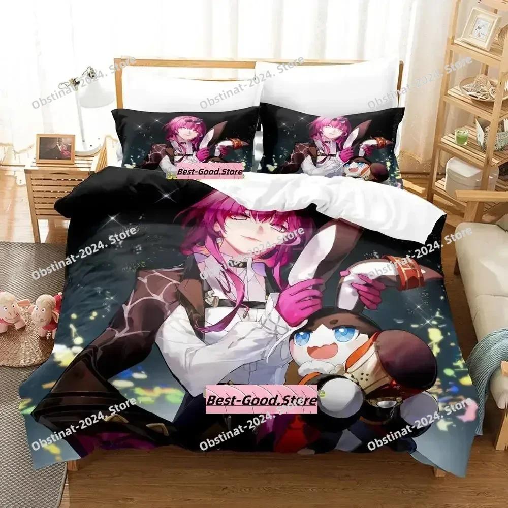 Kawaii Honkai Star Rail Bedding Set Printed Bed Set With Pillowcase Duvet Cover Single Double Queen King Size Adult Kid Bedroom