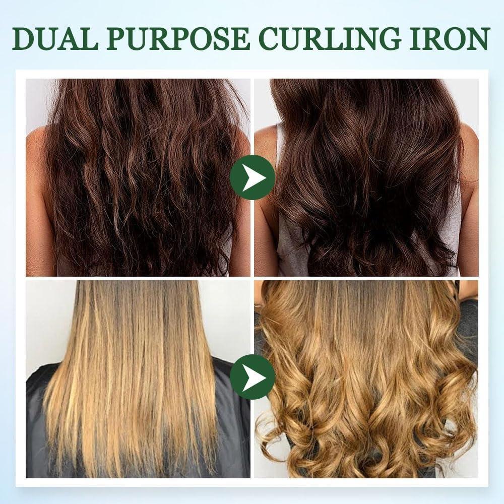 Mini Dual Purpose Curling Iron, 2025 New 2 in 1 Mini Curling Wand Flat Iron Hair Straightener, Portable Travel Curling Wand