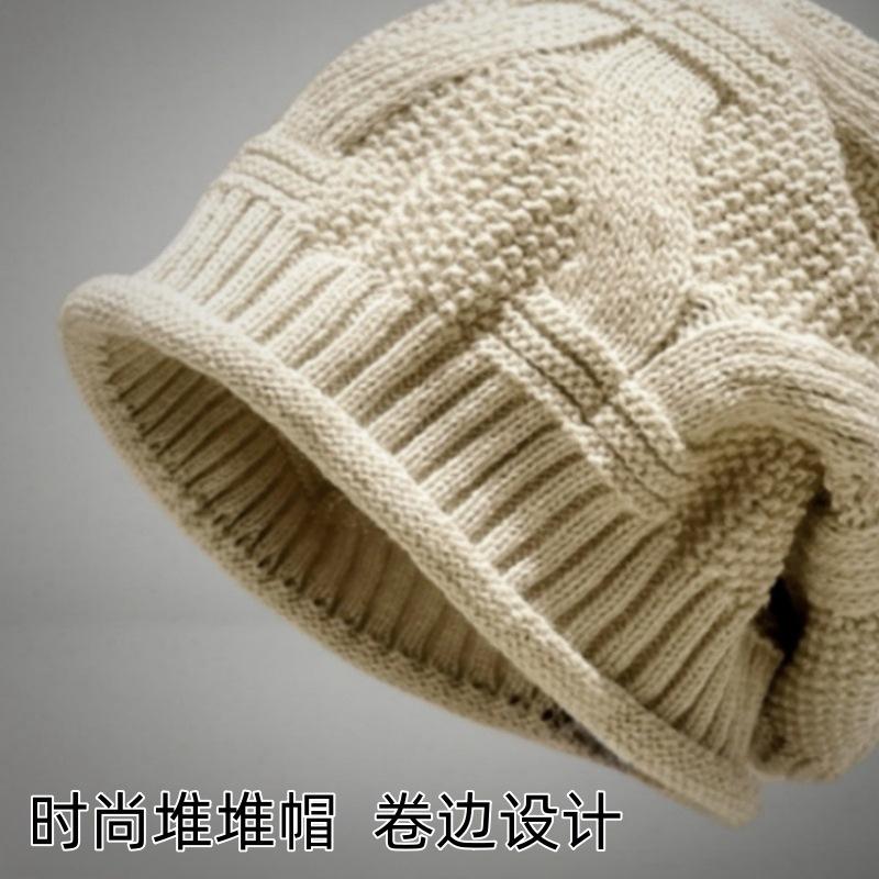 Autumn and winter stacking hat fashionable versatile big head circumference loose confinement nightcap bag head cold-proof knitted wool hat women