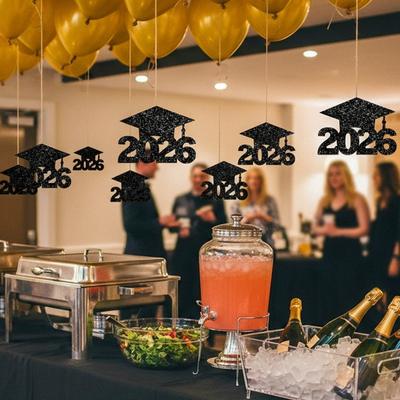 2026 Graduation Decorations Graduation Party Table Centerpiece with Hanging Cards & Decorative Toppers Ceremony Theme Decor Set for Dining Table