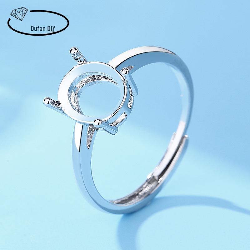 

Регулируемая основа кольца из серебра 925 пробы с родиевым покрытием, овальный муассанит, бриллиант, для изготовления женских украшений своими руками Adjustable