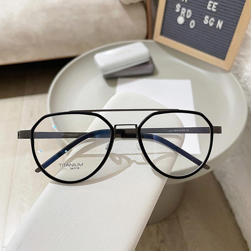 

Denmark Brand Reproduction Classic Pilot Double Beam Glasses Screwless Design Pure Titanium Eyeglasses Large Men Business Frame Demo Lens черный серый