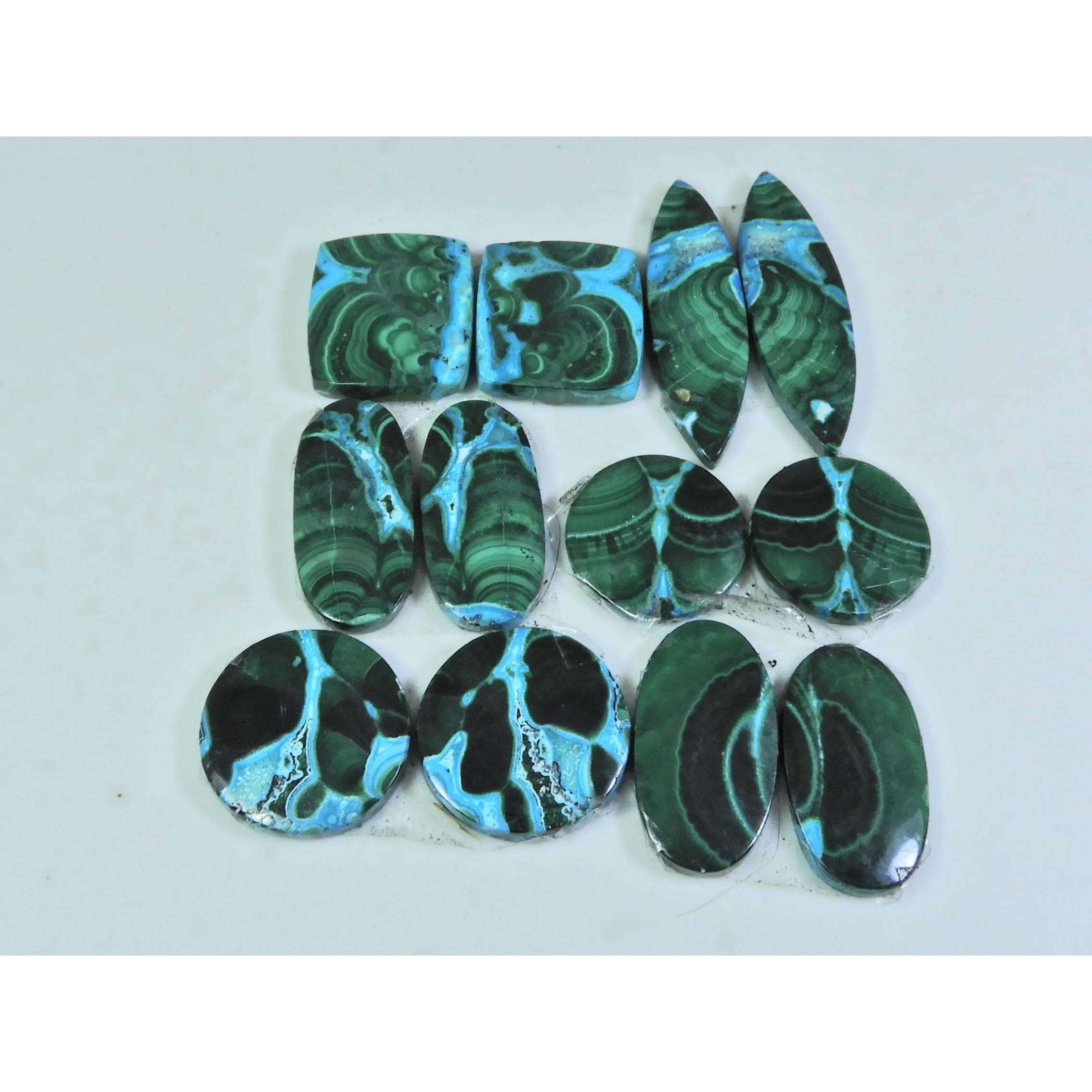 

16-33ММ Натуральный Хризоколла Малахит Пара Микс Кабошон Драгоценный камень 06 Лот Пар C-184